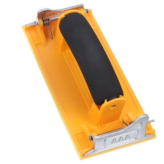 Tineasur Yellow Sandpaper Holder with Handle for Grinding Lightweight Durable Plastic and Metal Tool 10.5 x 3.5 Inches