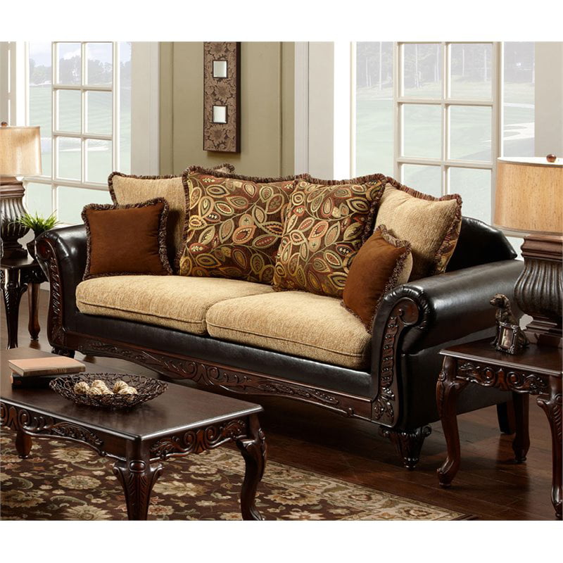 Furniture Of America Allissa, Stanton Leather Sofa With Tufted Seat And Back In Camel