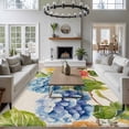 thumbnail image 4 of Spring Pastoral Floral Area&nbsp;Rug 5x8ft Blue Yellow Flowers Linen Texture Non-Slip&nbsp;Washable Square&nbsp;Rugs Soft Felt Indoor Floor Mat for Bedroom Kitchen Living Room Bathroom, 4 of 9