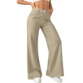 thumbnail image 6 of YanHoo Dress Pants for Women Elastic Waist Loose Wide Leg Pant Casual Work Business Trousers with Pockets, 6 of 8