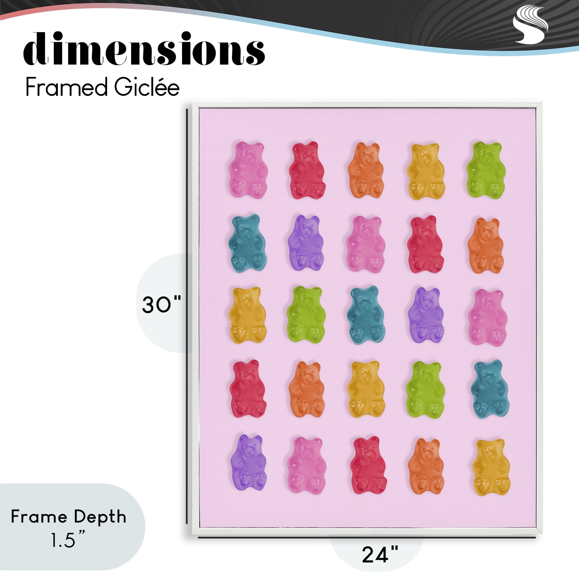 Stupell Industries Pastel Gummies on Pink White Framed Giclee Art, design by LISH Creative