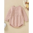 thumbnail image 2 of Wassery Baby Boys Girls Knitting Bodysuits Infant Fall Clothes Solid Color Jacquard Long Sleeve Romper Newborn Jumpsuits Playsuit 0-18M, 2 of 9