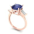 thumbnail image 2 of Clara Pucci 14K Rose Gold Solid Gold Tanzanite Three-Stone Anniversary Ring for Women - 3 cttw Cushion Cut, 2 of 7