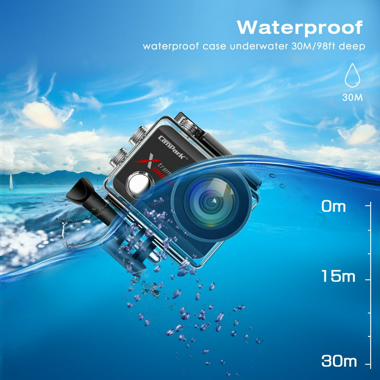 Action Camera 4K/30FPS WiFi Waterproof Camera Underwater 98FT Sports Camera  2*Battery and Multifunctional Accessories Action Camera