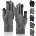 thumbnail image 2 of Men Winter Gloves Knit Solid Color Soft Gloves Touchscreen Gloves Warm Gloves, 2 of 10