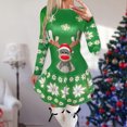 thumbnail image 2 of Vestido de manga larga con estampado de Papá Noel de Navidad con cuello redondo a la moda para mujer Pompotops hdfakjf1137, 2 of 5