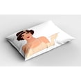 thumbnail image 2 of Ambesonne Pin up Girl Pillow Sham, Charming Lady, 36" X 20", Pale Peach Chocolate, 2 of 2