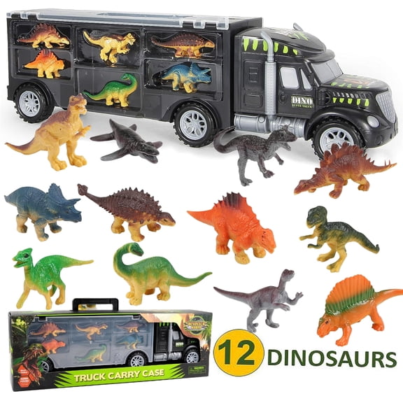 JBeeCtrl Dinosaur Truck Toys with 12 Mini Dino for Kids 3-5 Dinosaur Toys for Kids Boys Girls 3-6 Years Old