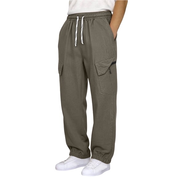 WIZUTIZ Men's Hiking Pants Lightweight Windproof Waterproof Loose Solid Color Workwear Outdoor Trousers Nylon Relaxed Fit for Trekking Camping Daily Commute Mens Fashion