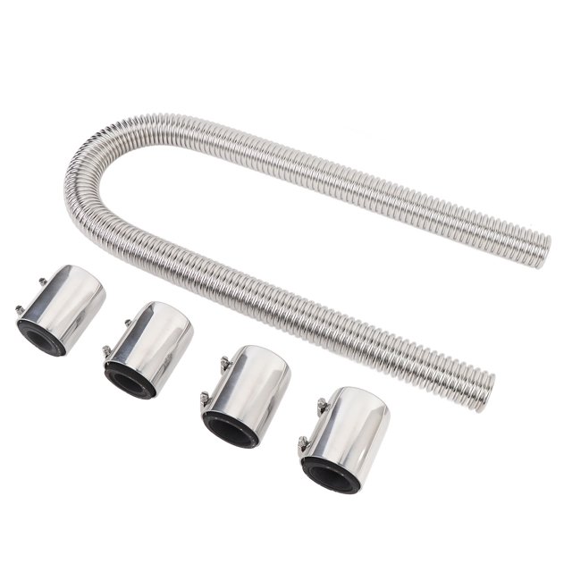 48" Flexible Radiator Hose, Stainless Steel Universal Coolant Water Hose Kit with Chrome Caps Engine Cooling Hose for Automotive Applications