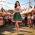 thumbnail image 4 of IUYRTFE Women's Oktoberfest Dirndl Dress Short Sleeve Floral Print Bavarian Costume for Beer Festival Party, 4 of 7