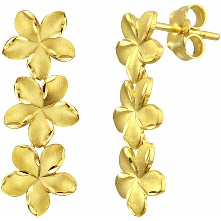 US GOLD 10kt Gold Plumeria Earrings