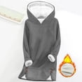 thumbnail image 2 of Horkkom Long Fleece Hoodies for Women Winter Pullover Soft Sweatshirts Solid Color Button Warm Fleece Hoodie L, 2 of 7