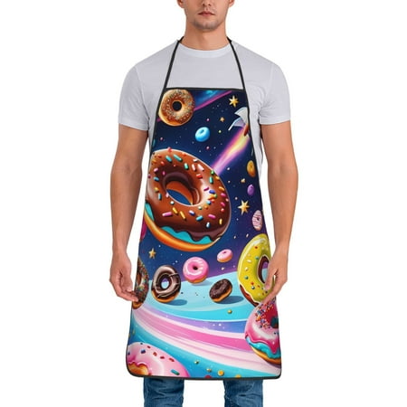 

Gaeub Space Colorful Donut Print Apron for Men and Women Waterproof Apron for Cooking Dishwashing Lab Butcher Dog Grooming