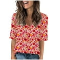 thumbnail image 1 of Camisetas Casuales de Manga Corta Plisada de la Moda de las Mujeres, Camiseta Cómoda de Poliéster para las Mujeres, Blusa de Primavera de Verano Lavado a Mano, 1 of 5