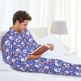 thumbnail image 6 of Fotbe flower Skull cartoon Pattern Long Sleeve Pajama Set for Men,Sleepwear Set,2-piece Loungewear Set,Soft PJs Comfy Nightwear with Pockets-Medium, 6 of 7
