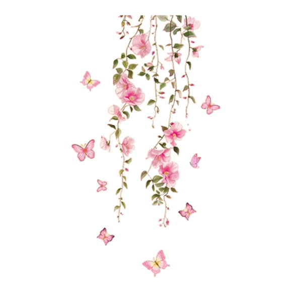 Pegatina de pared de vides de flores decorativas decorativas románticas de PVC Decoración de bricolaje y palo para el baño del dormitorio