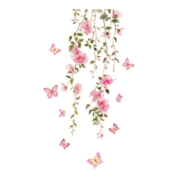 Pegatina de pared de vides de flores decorativas decorativas románticas de PVC Decoración de bricolaje y palo para el baño del dormitorio