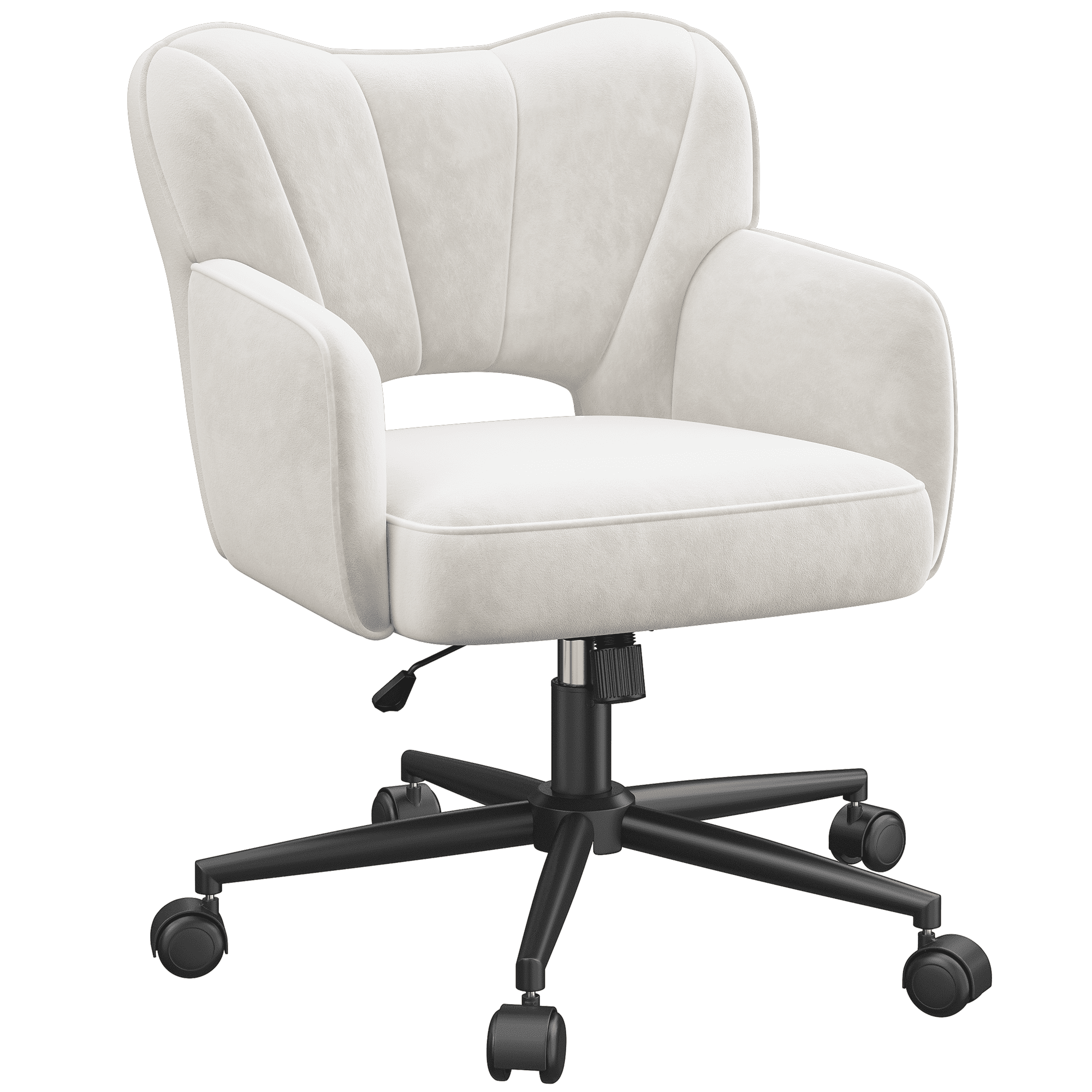 Romorgniz Vanity Chair with Wheels & Back Desk Chair Adjustable Height for Makeup, Work & Relaxation, White