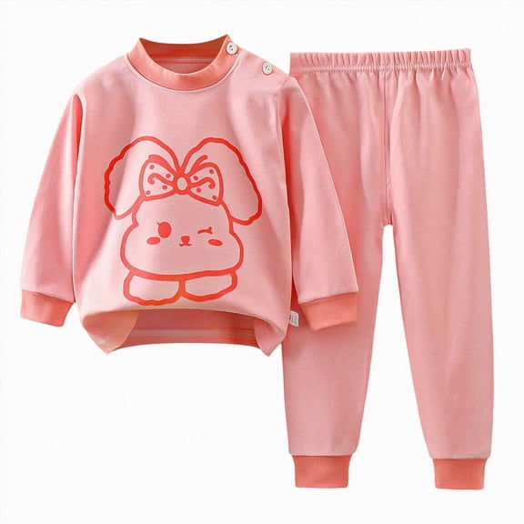 CAICJ98 Girls Pajamas Snug Fit Graphic Long Sleeve Top and Pants 2 Piece Pjs Set Toddler Sleepwear Baby Clothes for Girls (Pink,18-24 Months)