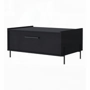 Glendale Coffee Table with Flip-Down Door in Melamine, Stylish Black with Storage Space