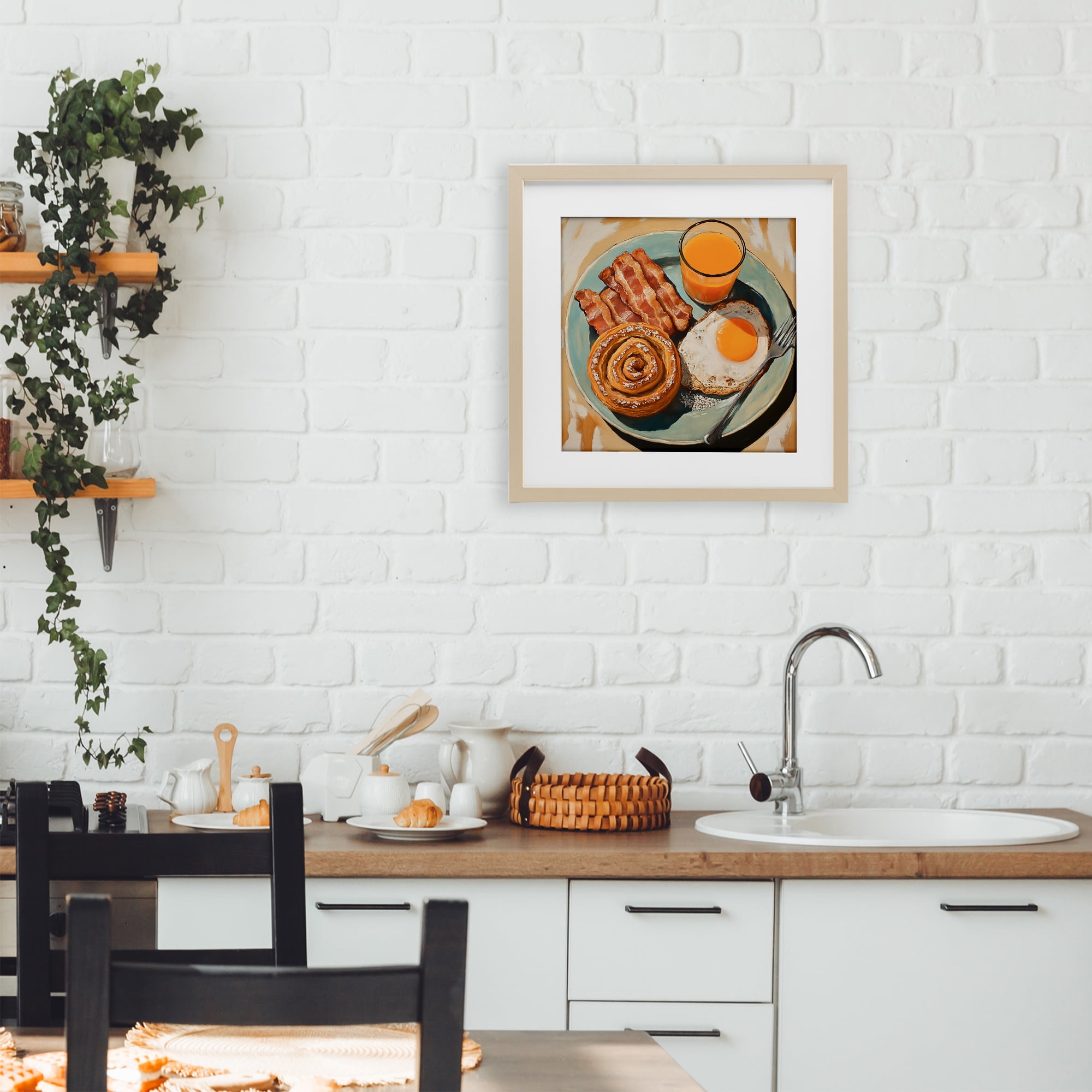 Stupell Industries Cinnamon Roll Breakfast Birch Framed Print Under Glass, design by Tina LeCour