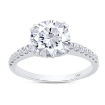 2 Carat Center 8MM Round Cut Lab Created Moissanite Diamond Solitaire Engagement Ring for Women In 14K Solid White Gold (G-H Color, VVS1 Clarity, 2 Cttw)-8.5