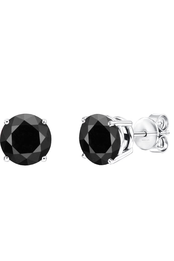 Sterling Silver with 2.50 CTTW Genuine Black Diamond Stud Earring