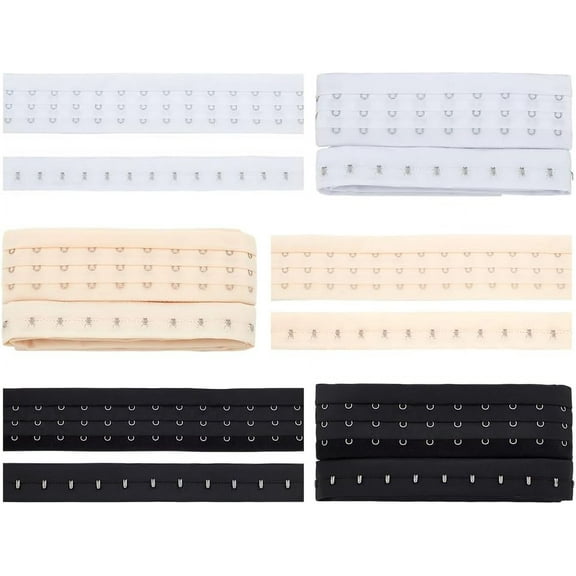 3.28Yard 3 Colors Three Row Hook and Eye Tape Trim Polyester 2" Wide Corset Bra Extender for Bridal Costumes Corset Bra Sewing Craft Black White Moccasin 1.1Yard/Color Colorful