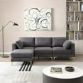 thumbnail image 2 of Convertible Sectional Sofa with Ottoman, 93 Inch Modern L-Shaped Sectional Sofa Couch Set with 2 Pillows and Footrest Comfy Upholstered Accent Sofa with Metal Legs for Living Room Office, Dark Grey, 2 of 7
