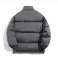 thumbnail image 4 of GrmtClth Down Jacket Men Quilted Thermal Full Zip Up Puffer Jacket Hombre Stand Collar Long Sleeve Bubble Coat Dark Gray S, 4 of 5