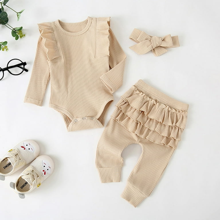 Herrnalise Toddler Kids Baby Girl Solid Ruffle Romper Ruffle Pants