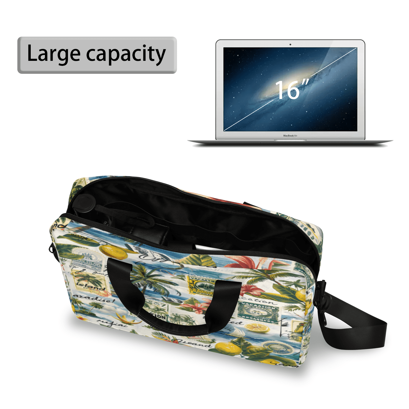 Herdesigns Summer Theme Laptop Bag for Women Men, Computer Case Briefcase Messenger Bags, 15-15.6 inch Laptop Sleeve Shoulder Bag