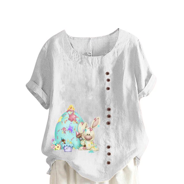 Birdeem Womens Summer Oversize Casual Round-Neck Short Sleeve Flower Printing Loose Shirt Tops