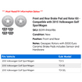 thumbnail image 2 of Front and Rear Brake Pad and Rotor Kit - Compatible with 2015 Volkswagen Golf SportWagen, 2 of 2