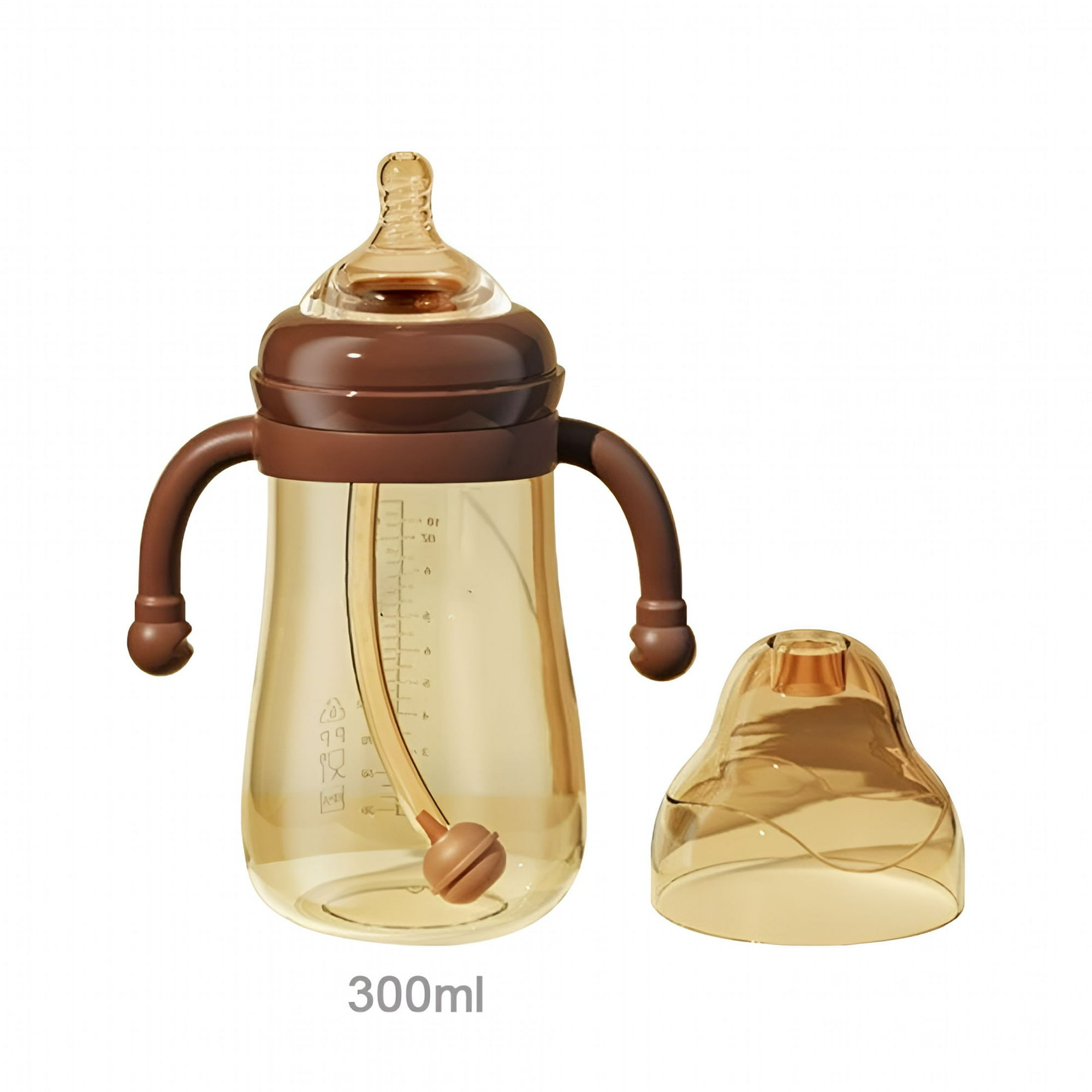 XIRQI Silicone Baby Bottles with Handles, Wide Neck Anti-Colic Feeding Bottle, Easy Clean Natural Feel for Infants 0-3 Years
