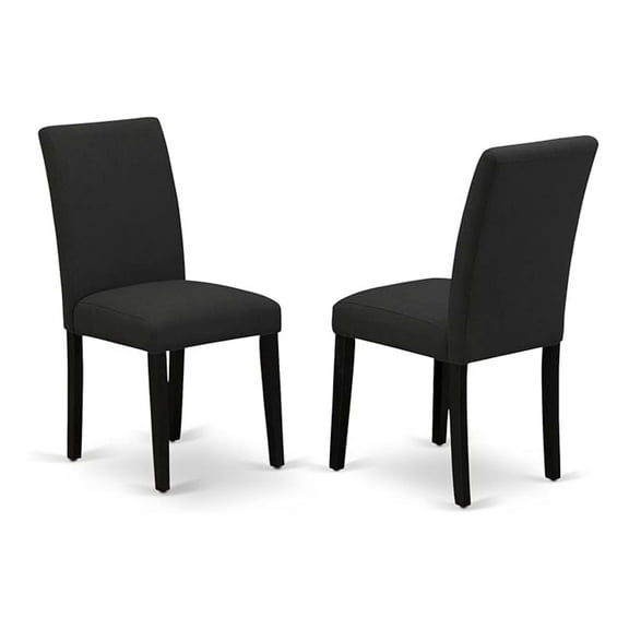 ABP6T24 Abbott Parson Chairs - Black Color Linen Fabric Upholstered Dining Chairs, Set of 2, Wirebrushed Black