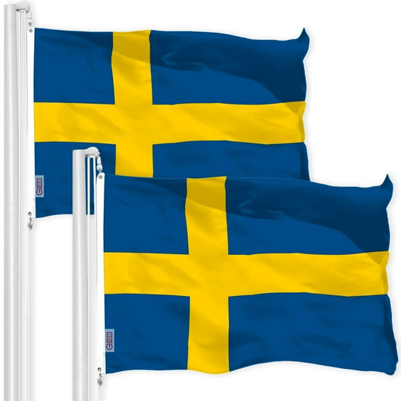 Sweden Swedish Flag 3x5FT 2-Pack 150D Printed Polyester By G128