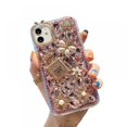 thumbnail image 1 of Funda protectora transparente hecha a mano con perfume de diamantes de imitación de cristal brillante de lujo para Iphone 13 Pro Max Case, (rosa) Feliz Sencillez, 1 of 5