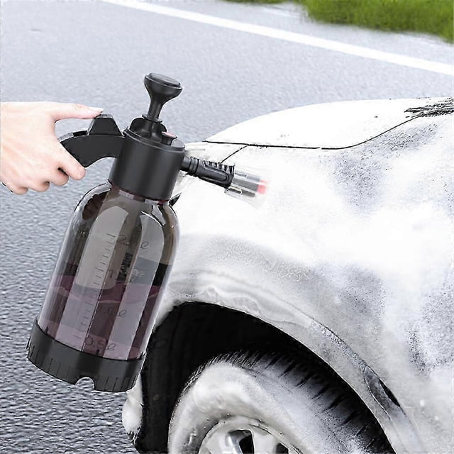 Pulverizador de espuma con bomba manual de 2 l, lavadora neumática, espuma de nieve, botella rociadora de lavado de autos a alta presión para limpieza del hogar y el automóvil