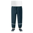 thumbnail image 2 of Children Boys Girls Rain Pants Reflective Stripe Waterproof Windproof Elastic Waist Rain Wear For Outdoor Activities,Dark Blue,110-116, 2 of 3