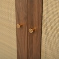 thumbnail image 5 of Farmhouse Hall Tree with Rattan Doors - Versatile 4-In-1 Seating Bench with 6 Hooks, Mid-Century Entryway Shoe Cabinet with Shelf for Living Room, Hallway, Mudroom, 55.1"W, 5 of 14