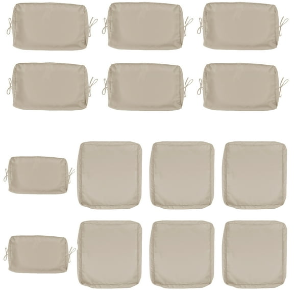 Cushion Covers for 7 Pcs (6-Seaters) Wicker Rattan Sectional Sofa, 14Pack Cushion Slipcovers Set Seat and Back,Outdoor Cushion Slipcover with Zipper, Khaki(Only Cover) Khaki