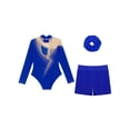 thumbnail image 4 of Miutii Kids Girls 3 Piece Gymnastics Leotards Dance Bodysuit Tumbling Outfits Figure Skating Costume A Royal Blue 12, 4 of 5