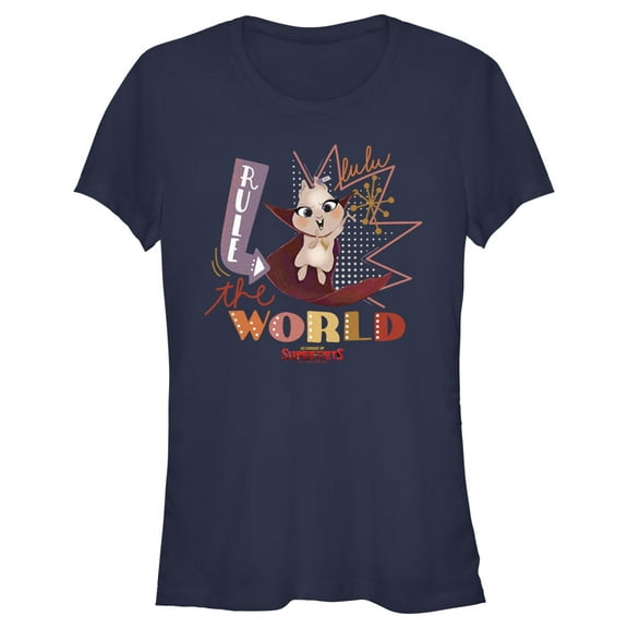 Junior's DC League of Super-Pets Lulu Rule The World Graphic Tee Navy Blue X Large