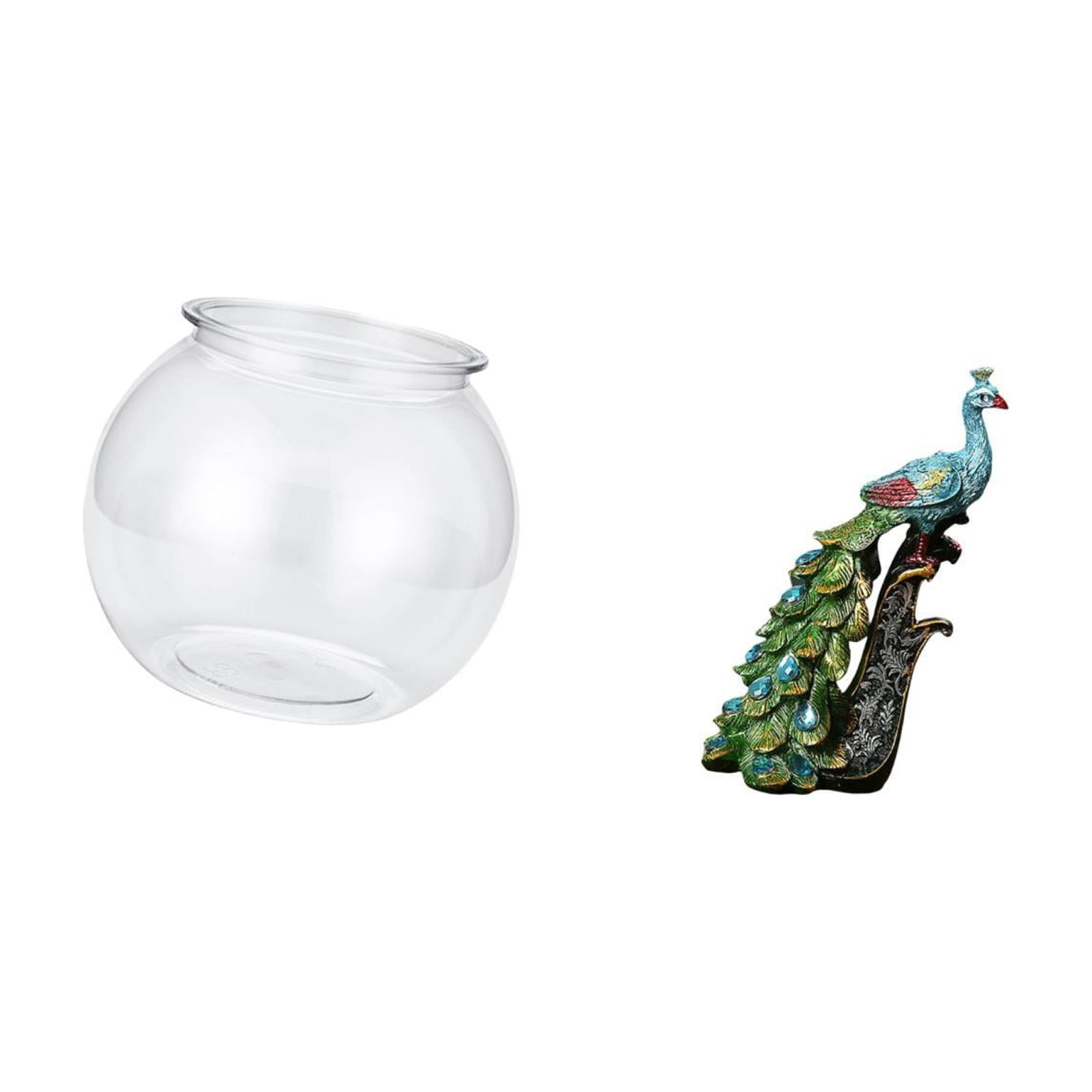 Desktop Aquarium Tank Peacock Statue Fish Bowl Vase Creative Resin Material for Bedroom Office Tabletop Decoration