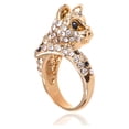 thumbnail image 2 of Cute Cunning Face Golden Tone Leopard Clear Crystal Rhinestone Ring Size 6 7 8 9, 2 of 4