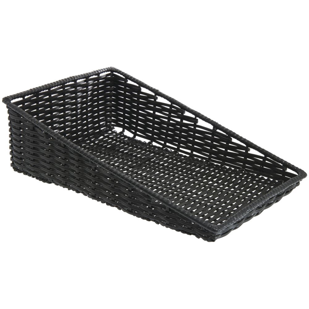 HUBERT Wicker Look Tapered Storage Basket, Rectangular Black- 15 1/2"L x 24"D x 1 1/2" to 7"H