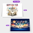 thumbnail image 2 of Happy New Year with Manx Fireworks Holiday Xmas Winter 2025 7x5in Folded Greeting Card Cat Lover Kitten Owner Gifts Single Note Card with Envelope - 00025, 2 of 5
