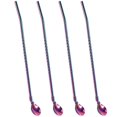 thumbnail image 1 of Rainbow Ice Tea Spoon with Straw Handle, Stainless Steel Titanium Rainbow Plating,4 Pieces, 1 of 5